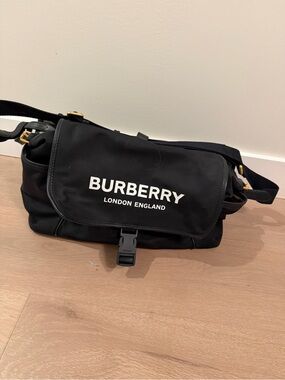 Burberry Black Logo Belt Bag with White Branding